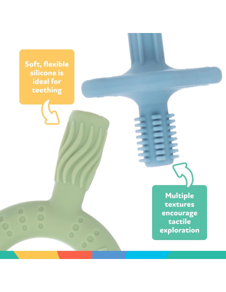 Mordedor de Silicona Nuby para Bebés 3+ Meses - Paquete de 2