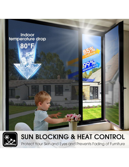 Película de Ventana Unidireccional Beautysaid 44.5x200cm Anti UV Película de Ventana Unidireccional Beautysaid 44.5x200cm Anti UV