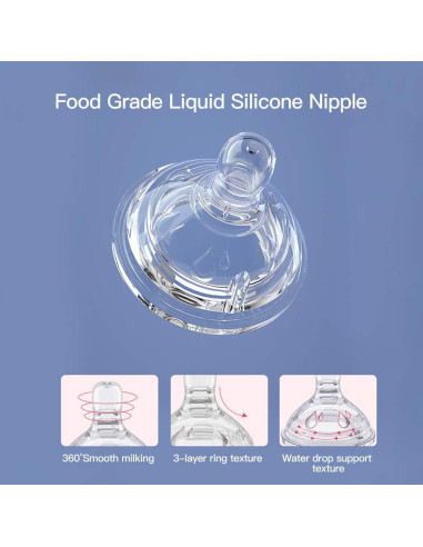 Botella de vidrio POTATO 177 ml anti-cólicos azul para bebés