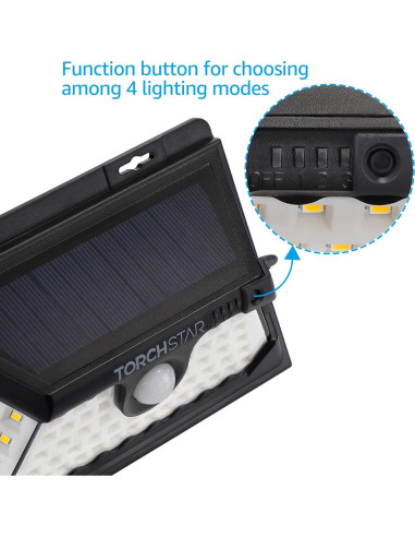 Luz de Seguridad Solar TORCHSTAR 58 LED 4 Modos IP65 Paquete de 2