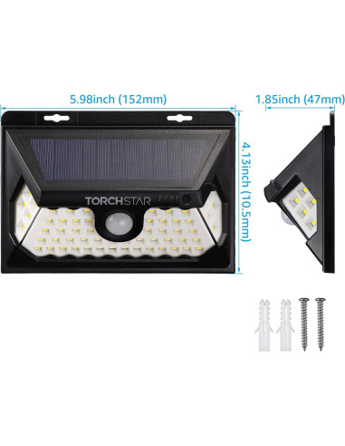 Luz de Seguridad Solar TORCHSTAR 58 LED 4 Modos IP65 Paquete de 2