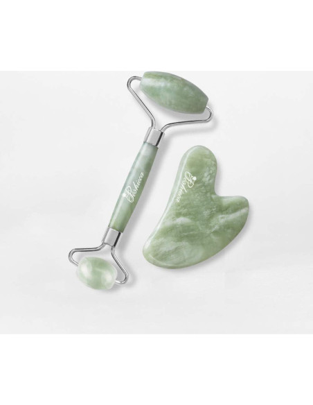 Rodillo Facial y Gua Sha Poshieca - Set Antienvejecimiento Verde