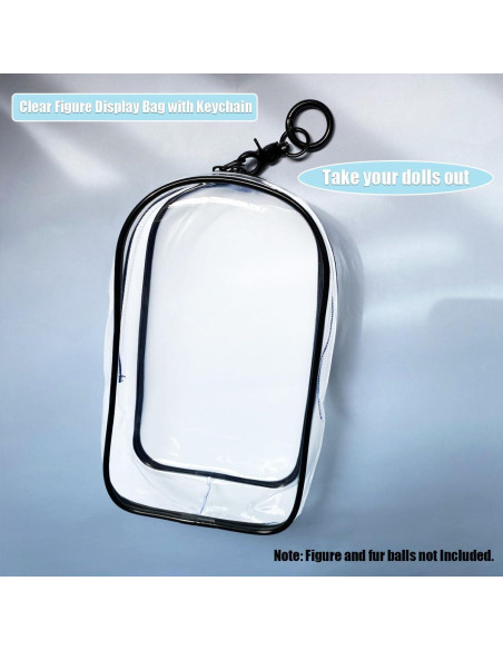 Bolsa de exhibición clara con llavero para muñecas hasta 10.5 cm