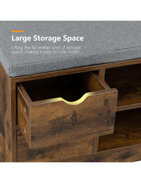 Banco para zapatos WelFurGeer con 2 cajones, marrón y gris Banco para zapatos WelFurGeer con 2 cajones, marrón y gris