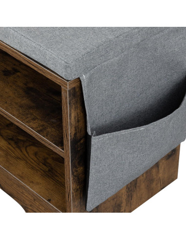 Banco para zapatos WelFurGeer con 2 cajones, marrón y gris