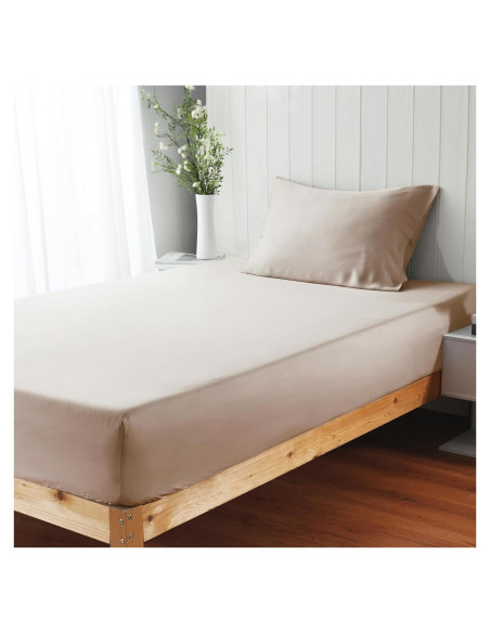 Juego de Sábanas Ajustadas Individual Zaizaihome 2 Piezas Beige Juego de Sábanas Ajustadas Individual Zaizaihome 2 Piezas Beige