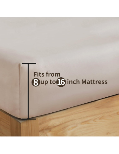 Juego de Sábanas Ajustadas Individual Zaizaihome 2 Piezas Beige