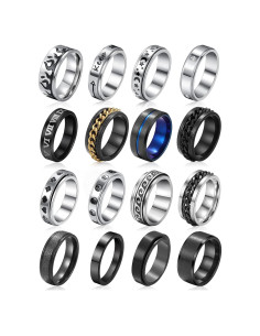 Conjunto de Anillos Giratorios Acero Inoxidable 16 Piezas