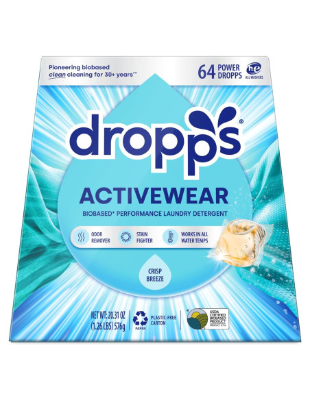 Cápsulas de Detergente para Ropa Activa Dropps 64 Unidades Brisa Fresca