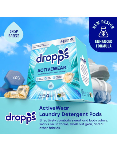 Cápsulas de Detergente para Ropa Activa Dropps 64 Unidades Brisa Fresca