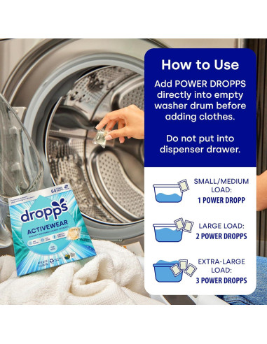 Cápsulas de Detergente para Ropa Activa Dropps 64 Unidades Brisa Fresca