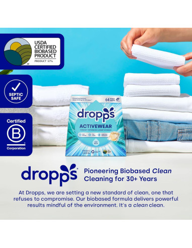 Cápsulas de Detergente para Ropa Activa Dropps 64 Unidades Brisa Fresca