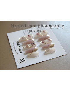 Uñas Postizas Hechas a Mano Almendra Rosa Mate - 10 Piezas 2