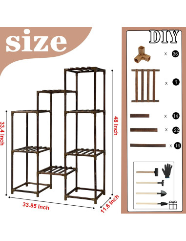 Soporte de Plantas HOMKIRT 10 Niveles Madera 90.7 kg