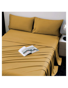 Juego de Sábanas Gemelas Viviland Viscosa de Bambú Dorado