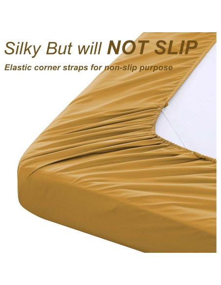 Juego de Sábanas Gemelas Viviland Viscosa de Bambú Dorado Juego de Sábanas Gemelas Viviland Viscosa de Bambú Dorado