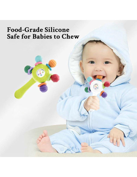 Sonajero y Mordedor 2 en 1 CNBESTFASHION Azul para Bebés