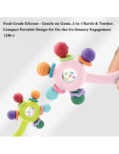 Sonajero y Mordedor 2 en 1 CNBESTFASHION Azul para Bebés