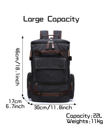 Mochila de Lona Vintage Jahomieo 46x30x17 cm para Portátil