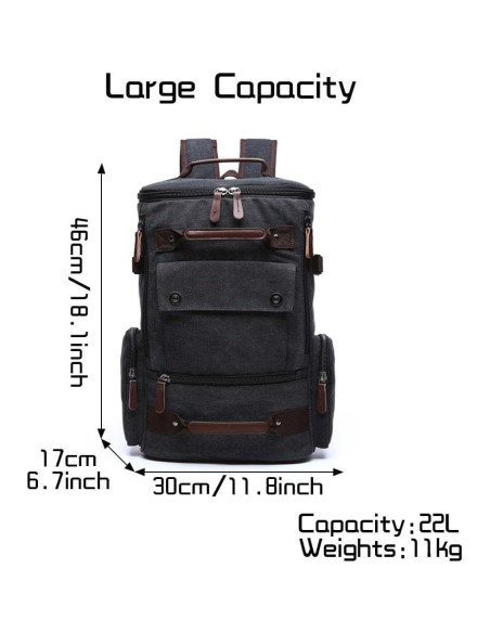 Mochila de Lona Vintage Jahomieo 46x30x17 cm para Portátil