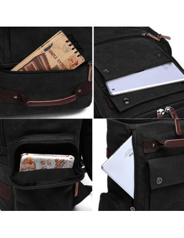 Mochila de Lona Vintage Jahomieo 46x30x17 cm para Portátil