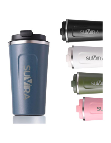 Taza de Café Inteligente SUVIRA 0.5L Acero Inoxidable Azul