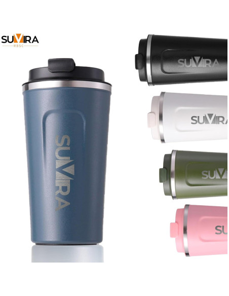 Taza de Café Inteligente SUVIRA 0.5L Acero Inoxidable Azul