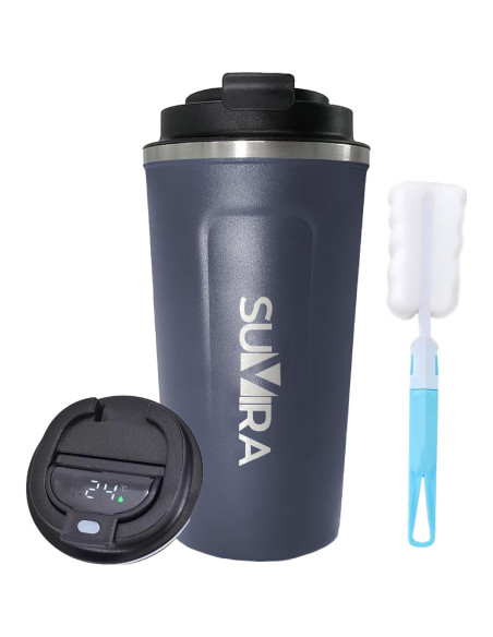 Taza de Café Inteligente SUVIRA 0.5L Acero Inoxidable Azul