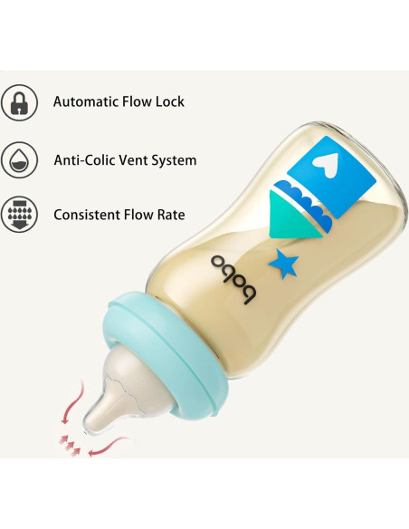 Botella Anticólica YOHKOH PPSU 260ml Azul - Paquete de 4