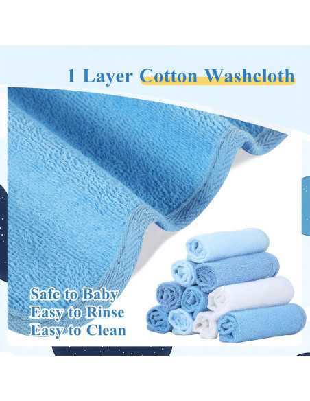 Paquete de 12 Toallitas de Bebé CroBlissful 25x25 cm Algodón Azul