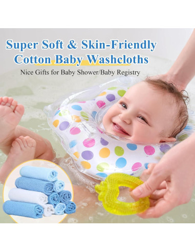 Paquete de 12 Toallitas de Bebé CroBlissful 25x25 cm Algodón Azul