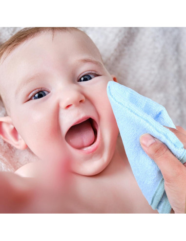 Paquete de 12 Toallitas de Bebé CroBlissful 25x25 cm Algodón Azul