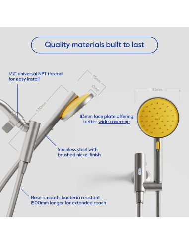 Cabezal de Ducha Inteligente hai Citron 9.5 L/min Acero Inoxidable