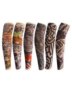 6 Mangas de Tatuaje Temporal FENGMANG para Niños - Protección Solar