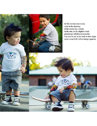 6 Mangas de Tatuaje Temporal FENGMANG para Niños - Protección Solar