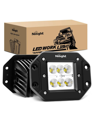 Nilight 2PCS 18W Luz de Trabajo LED Inundación Montaje Empotrado