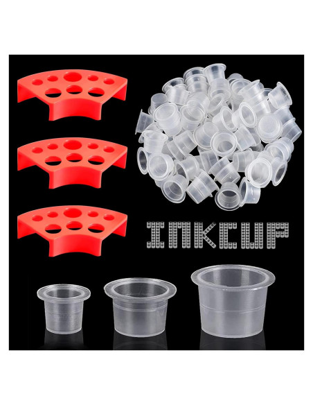 Tazas de Tinta para Tatuajes WZPB - 300 Piezas Mixtas + Soporte