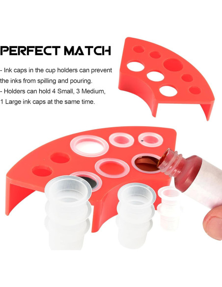 Tazas de Tinta para Tatuajes WZPB - 300 Piezas Mixtas + Soporte