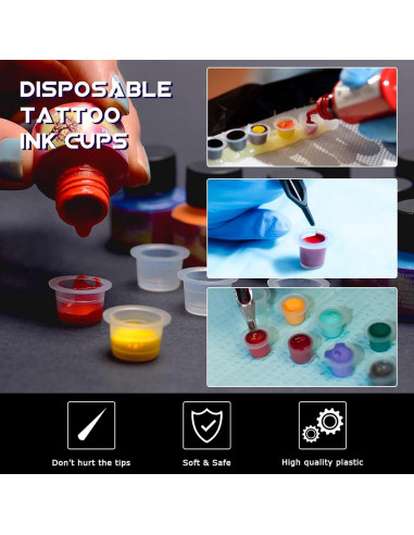 Tazas de Tinta para Tatuajes WZPB - 300 Piezas Mixtas + Soporte