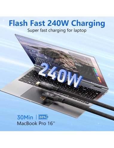 Cable USB-C a USB-C 0.5m BAWIOFIAU 20Gbps 240W 4K