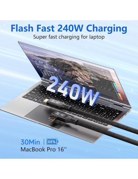 Cable USB-C a USB-C 0.5m BAWIOFIAU 20Gbps 240W 4K