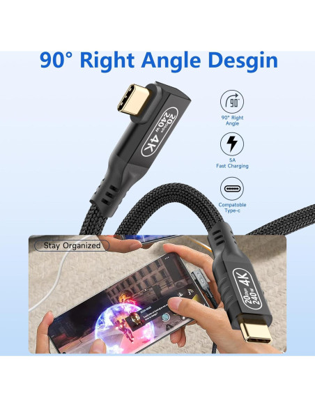 Cable USB-C a USB-C 0.5m BAWIOFIAU 20Gbps 240W 4K