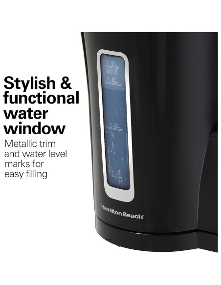 Hervidor Eléctrico Hamilton Beach 1.7L Negro, Apagado Automático