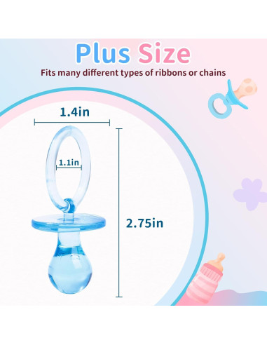 72 Chupetes de Baby Shower XINHUIDALSQ 6.99 cm Rosa y Azul