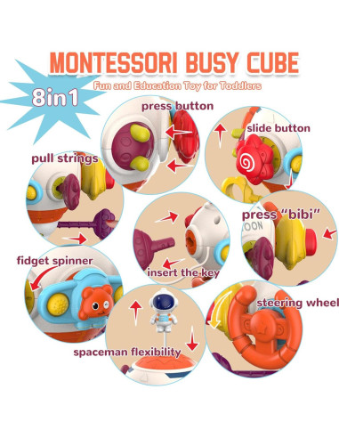 Cubo de Actividades Montessori WYCYJU 8 en 1 para Bebés