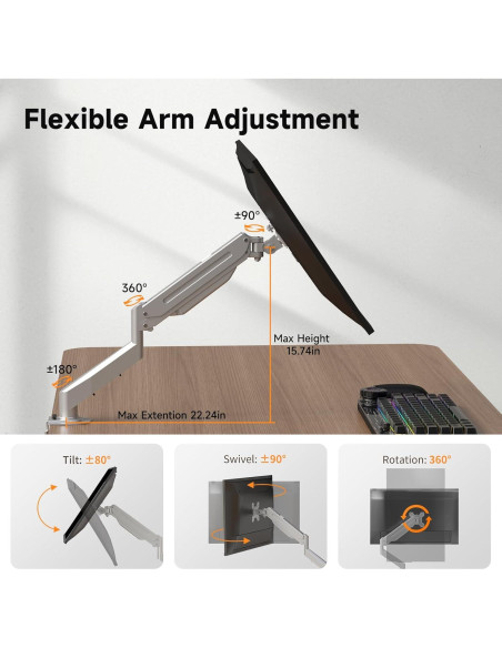 Soporte de Monitor Suptek Ajustable 17-27" Plata 6 kg