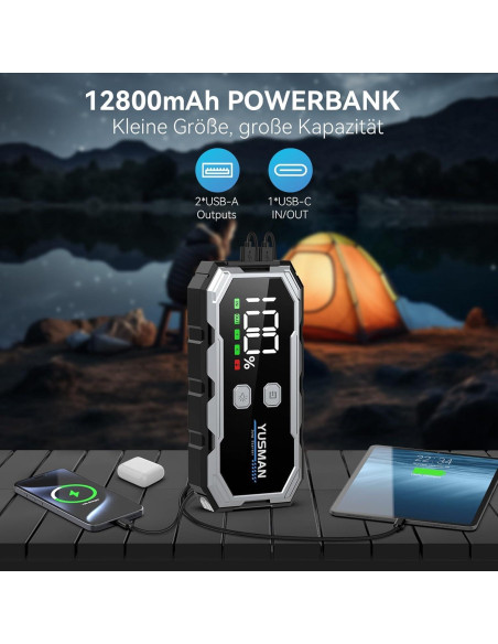 Arrancador de Salto YUSMAN 5000A 12V Portátil con Luz LED