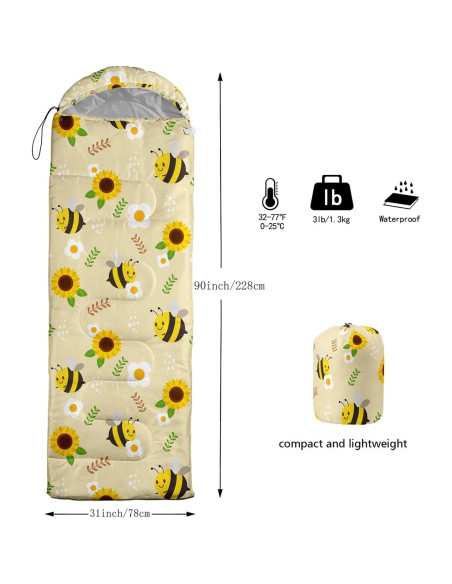 Saco de Dormir AILONEN 3 Temporadas Impermeable 79x229cm