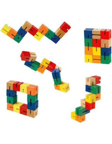 Rompecabezas Flexible de Madera Brainwright 12 Cubos Coloridos