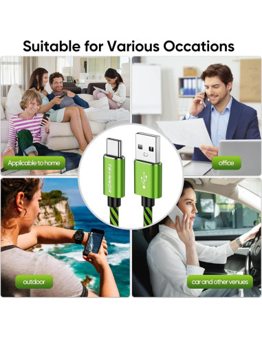 Cable USB C Teyssor 3M 5-Pack Trenzado Carga Rápida 3A